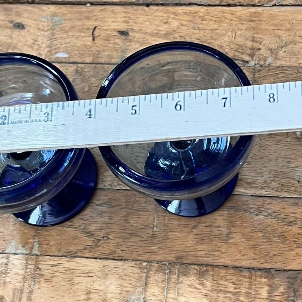 Mexican Margarita Blue Rim & Foot Glasses 4" Set of 2 - Picture 4 of 6